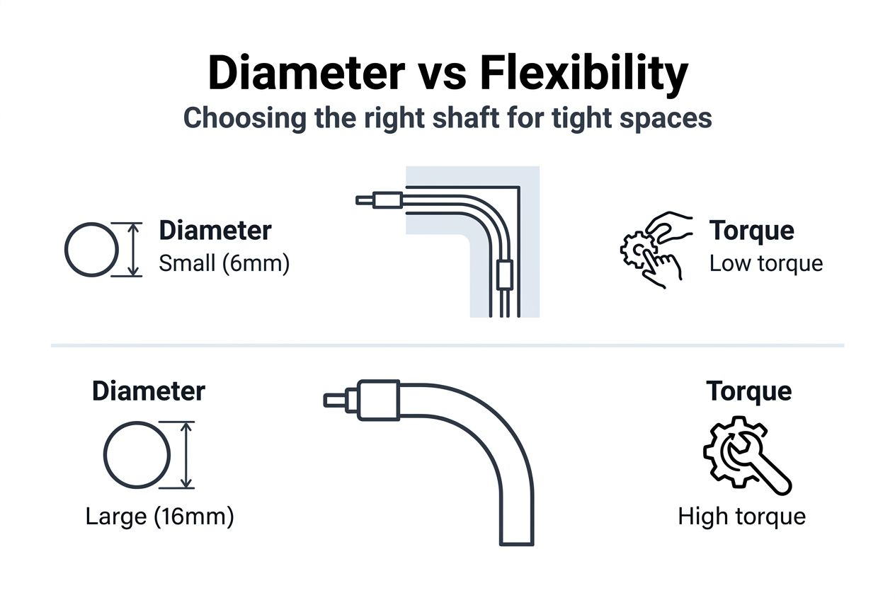 Infographic on shaft diameter and flexibility relationships