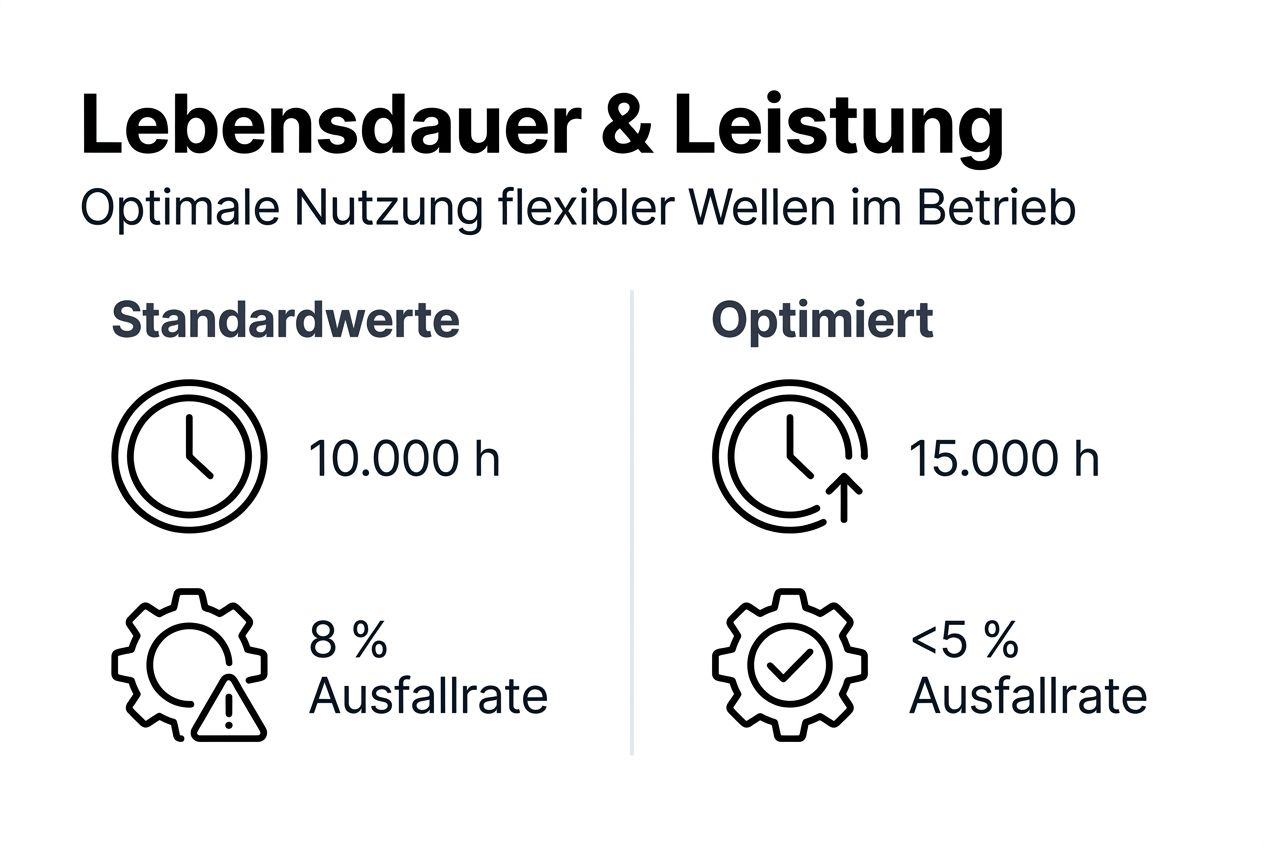 Infografik: Haltbarkeit und Leistungsfähigkeit flexibler Wellen
