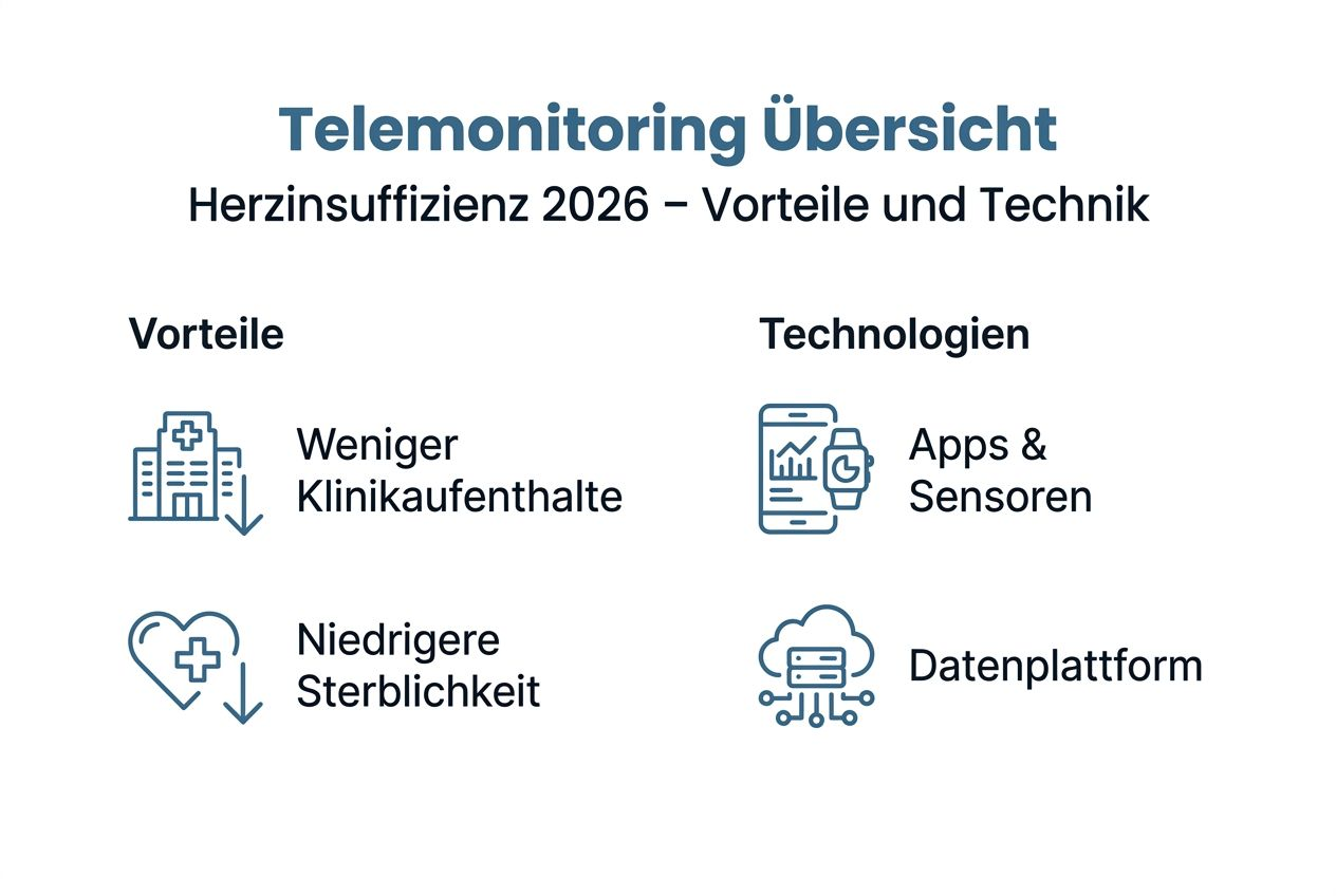 Infografik: Chancen und Funktionsweise des Telemonitorings bei Herzschwäche