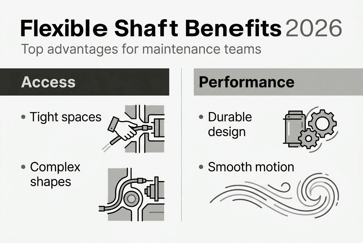 Infographic showing flexible shaft benefits