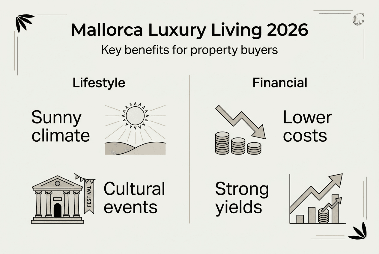 Infographic of Mallorca luxury buyer benefits