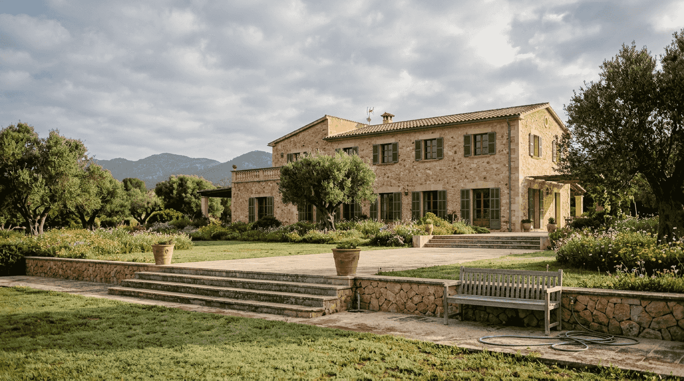 Luxury Mallorca finca estate with terrace and mountains