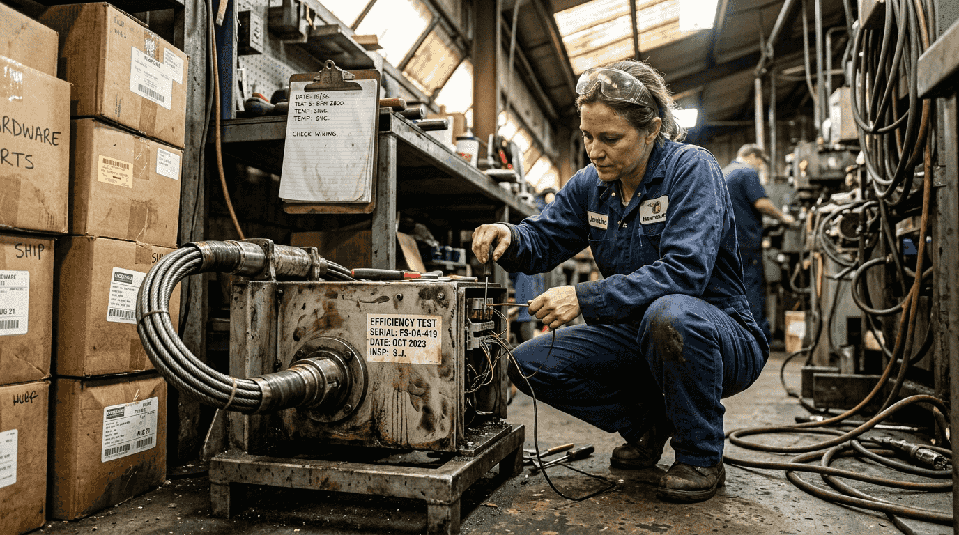 Technician working on flexible shaft drive