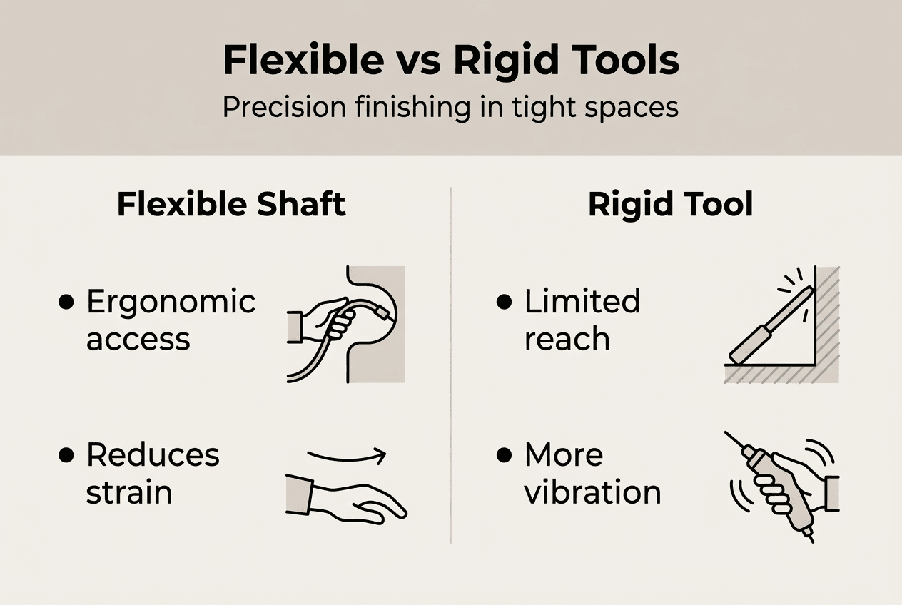 Infographic comparing flexible and rigid finishing tools