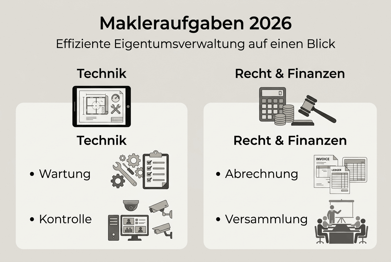 Übersicht: Aufgaben eines Maklers und Bereiche der Immobilienverwaltung