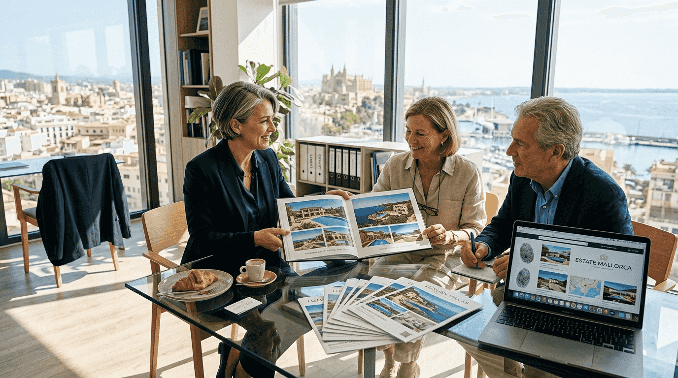 Luxury property finder meeting with clients