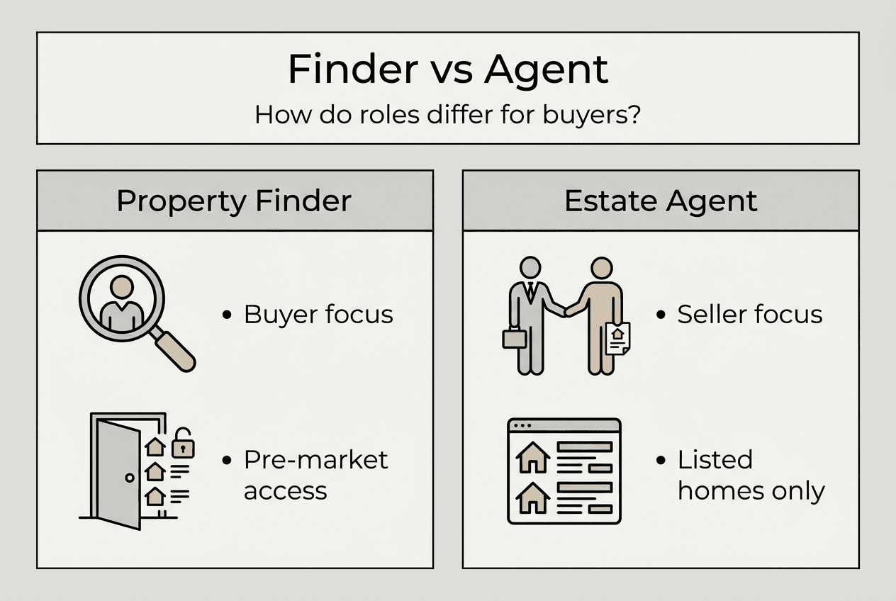 Infographic comparing property finders and estate agents