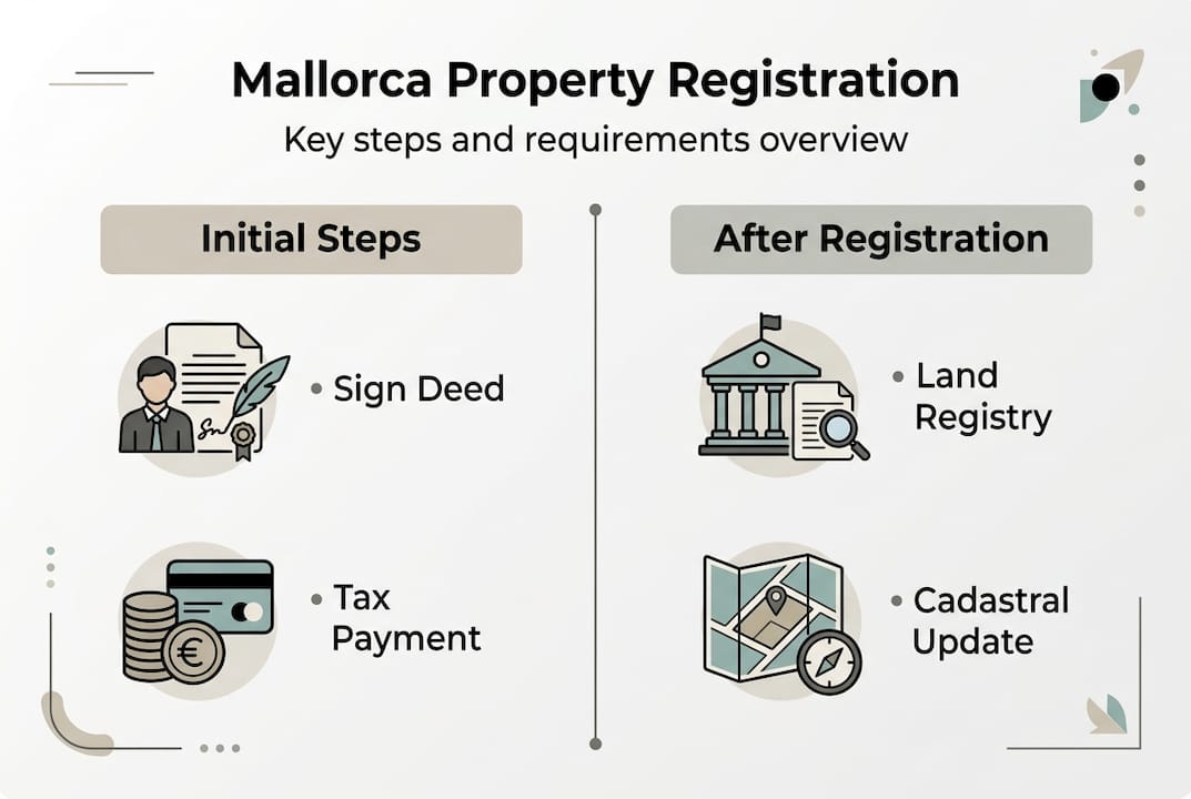 Infographic showing Mallorca property registration steps