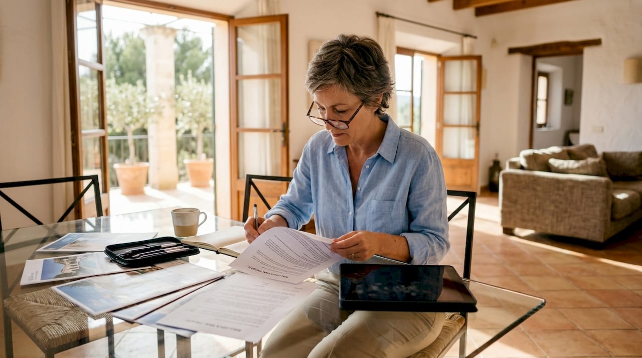 Owner reviewing luxury property documents
