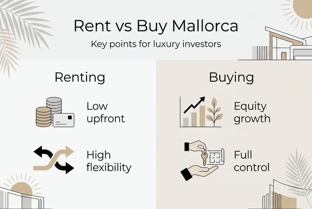 Infographic comparing renting and buying Mallorca