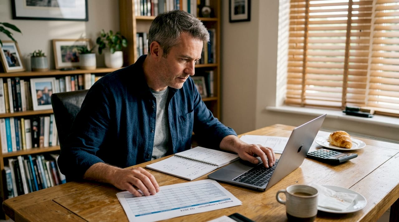 Analyst working with property valuation papers