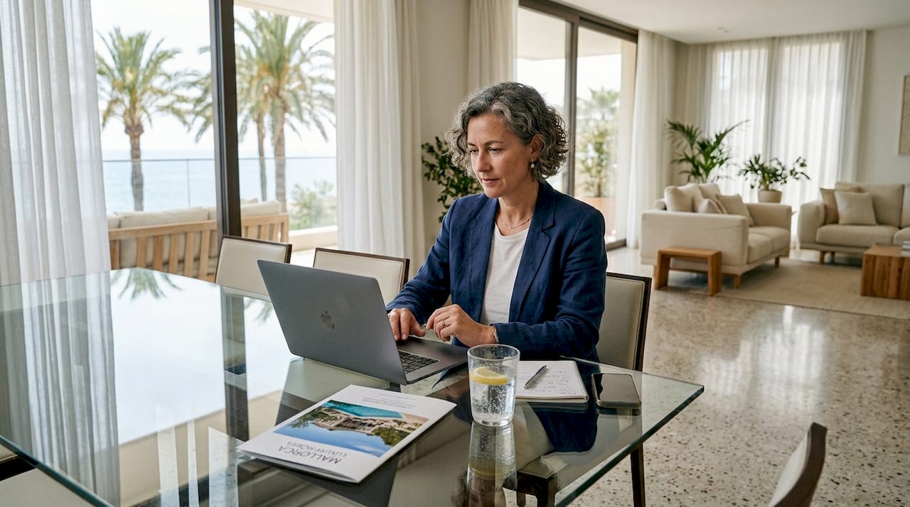 Advisor reviewing Mallorca luxury property listings