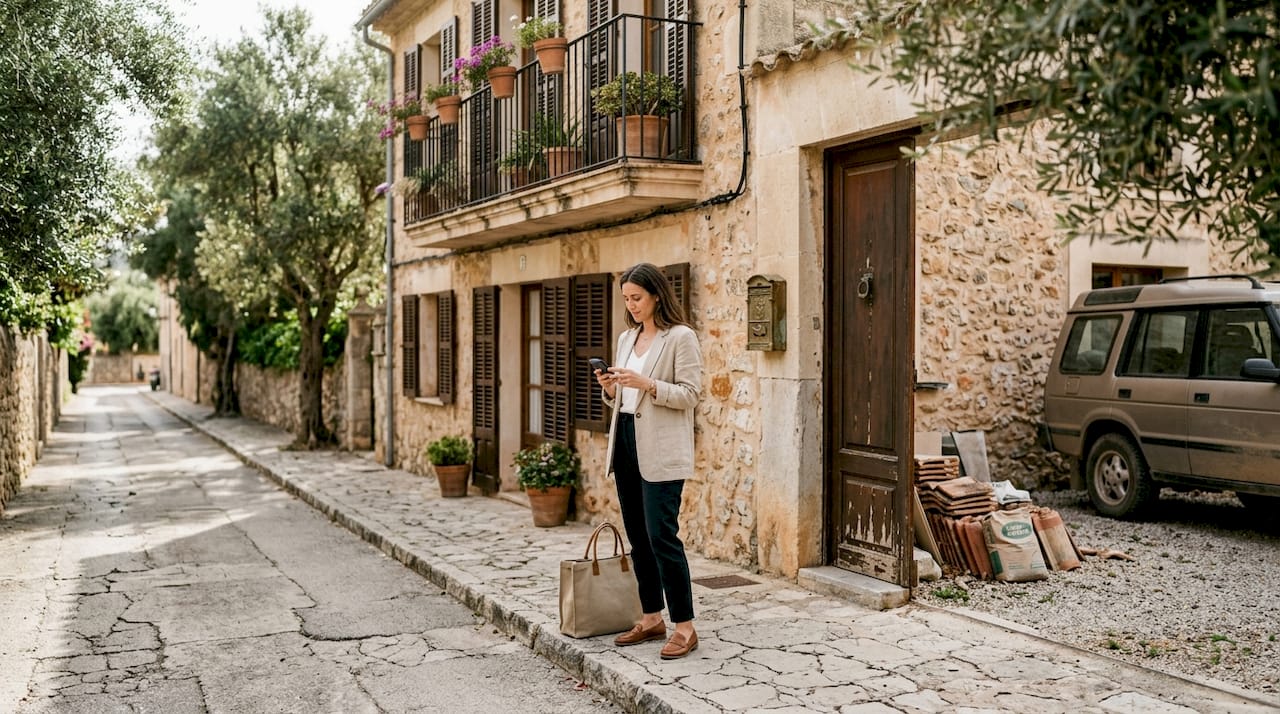 Agent outside Mallorca luxury villa