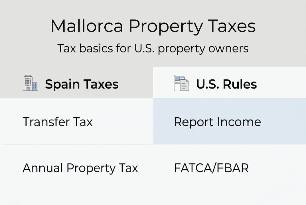 Infographic of Mallorca and U.S. property taxes