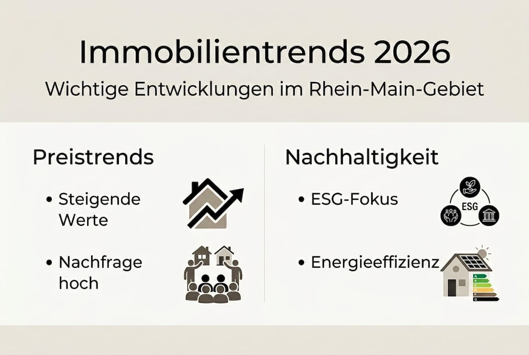 Grafik: Die wichtigsten Immobilientrends im Rhein-Main-Gebiet 2026 auf einen Blick