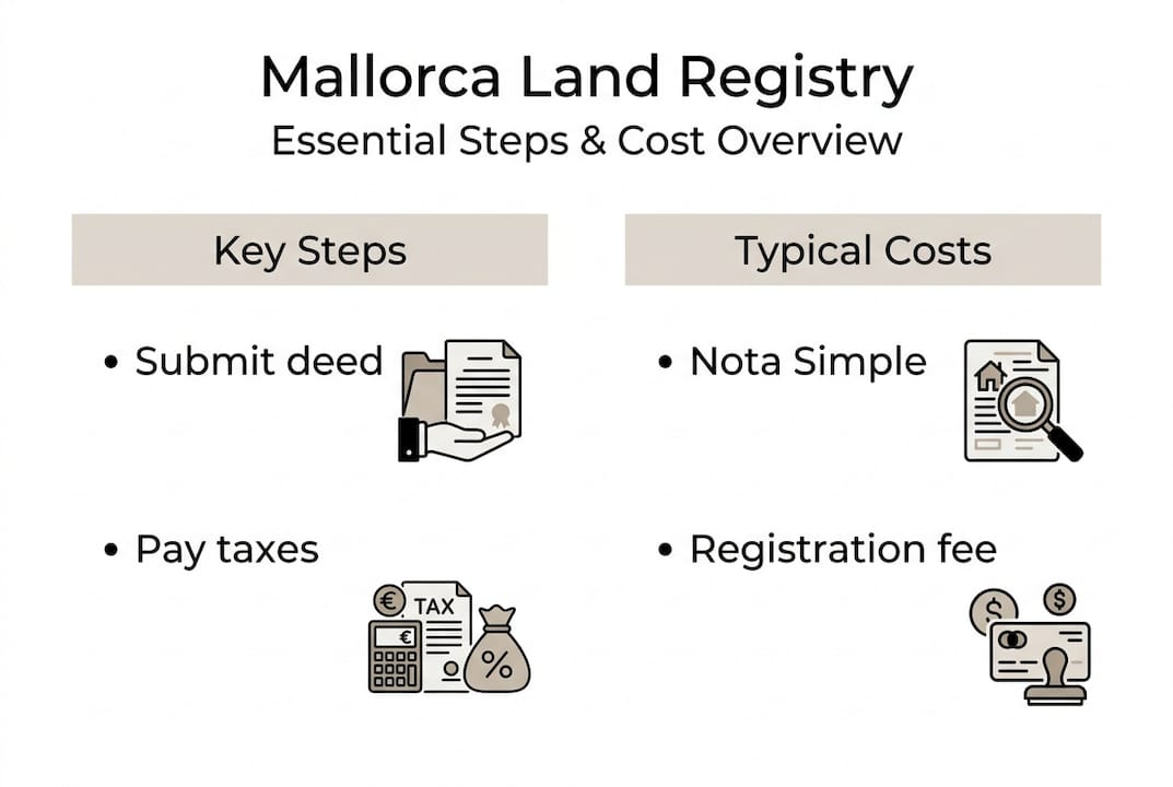 Infographic showing Mallorca land registry steps and costs