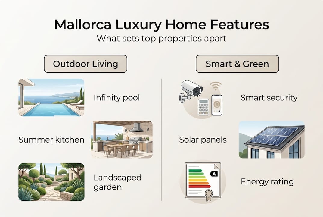Infographic of Mallorca luxury home amenities