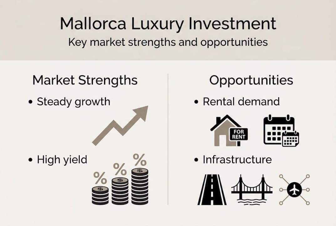 Infographic summarizing Mallorca investment strengths