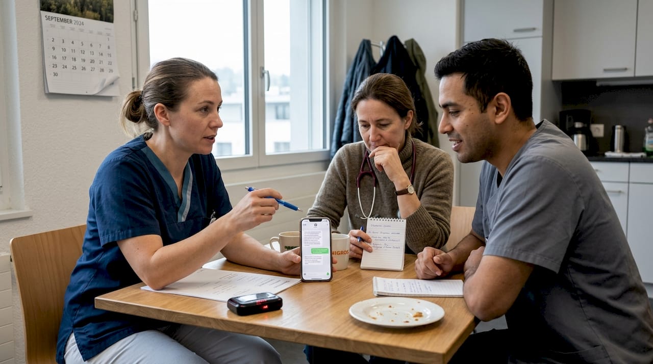 Im Praxisalltag tauscht sich das Team regelmäßig über aktuelle Nachrichten und Informationen aus.