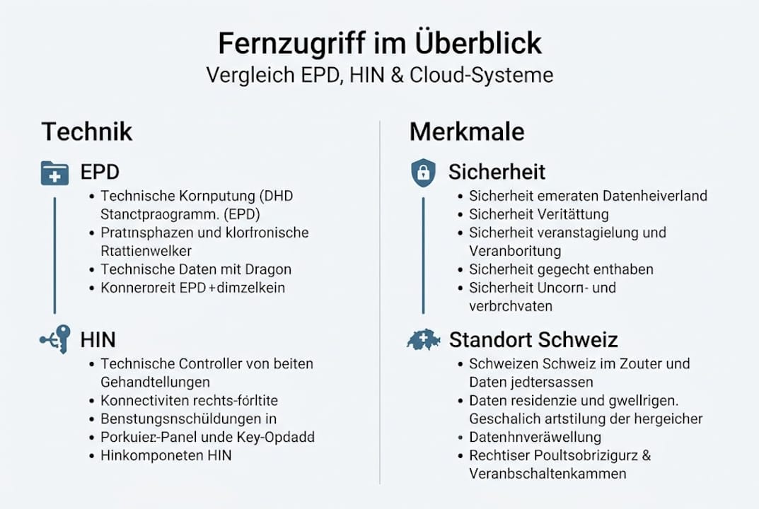 Infografik: EPD, HIN und Cloud-Lösungen im direkten Vergleich