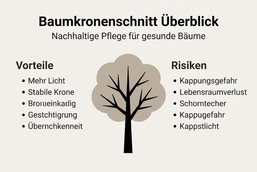 Grafik: Chancen und Risiken des Kronenschnitts bei Bäumen auf einen Blick