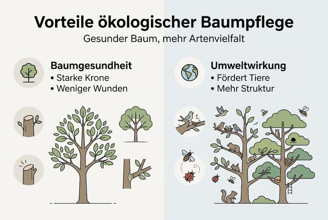 Infografik: Die wichtigsten Vorteile einer nachhaltigen Baumpflege auf einen Blick