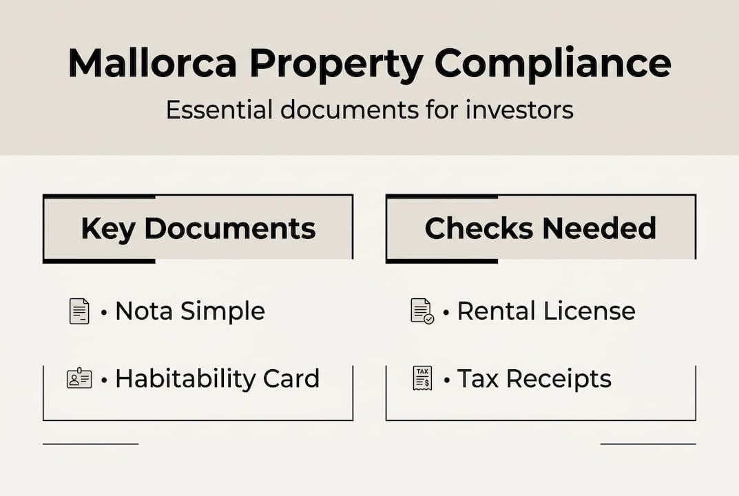 Infographic showing Mallorca property compliance documents