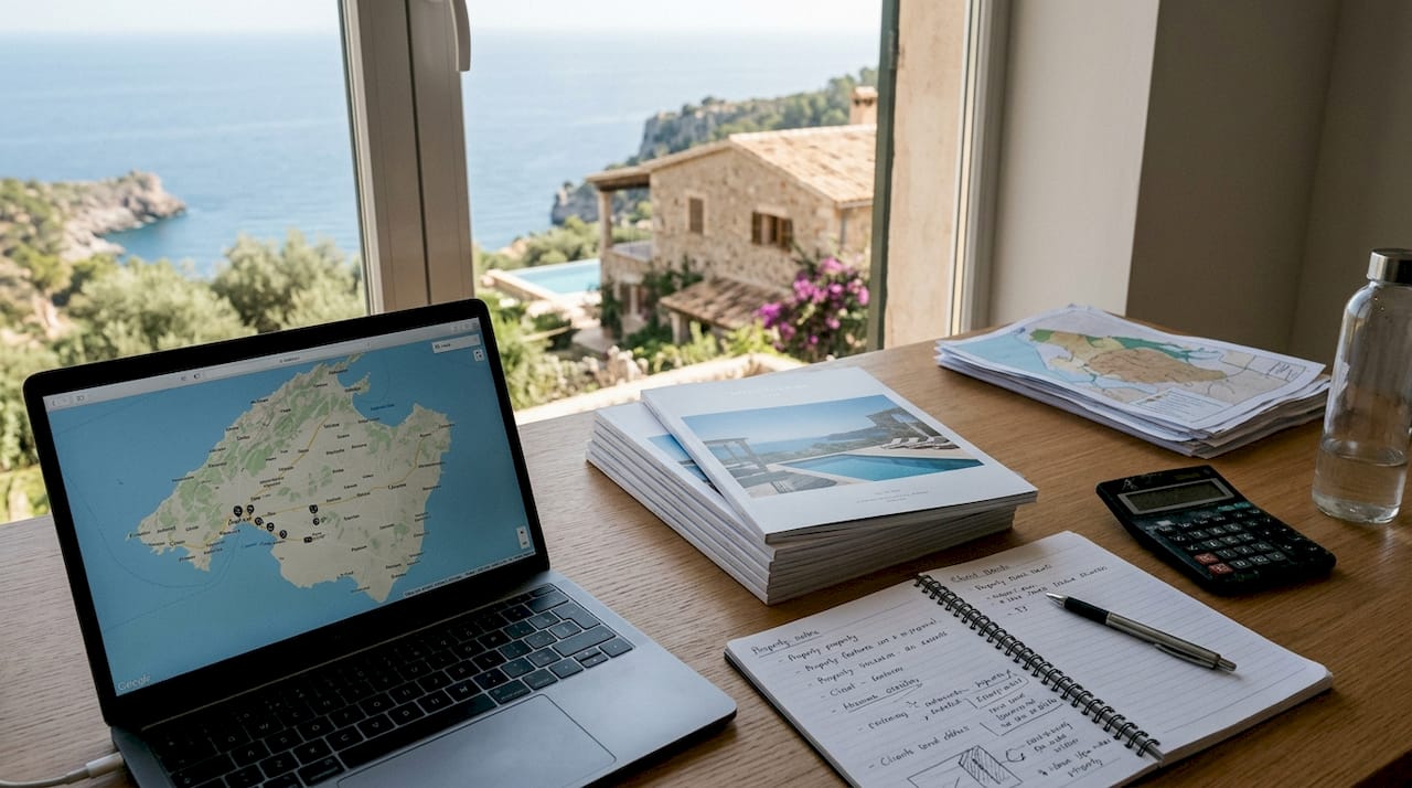 Agent reviewing Mallorca property zoning details