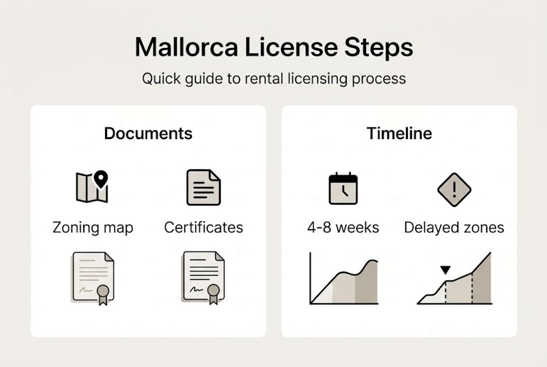 Infographic summarizing Mallorca license steps