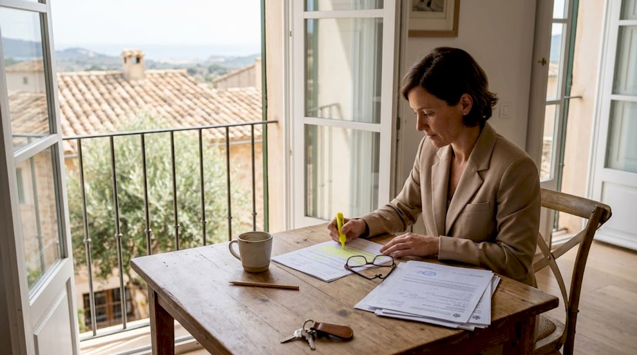 Property manager reviewing rental law documents