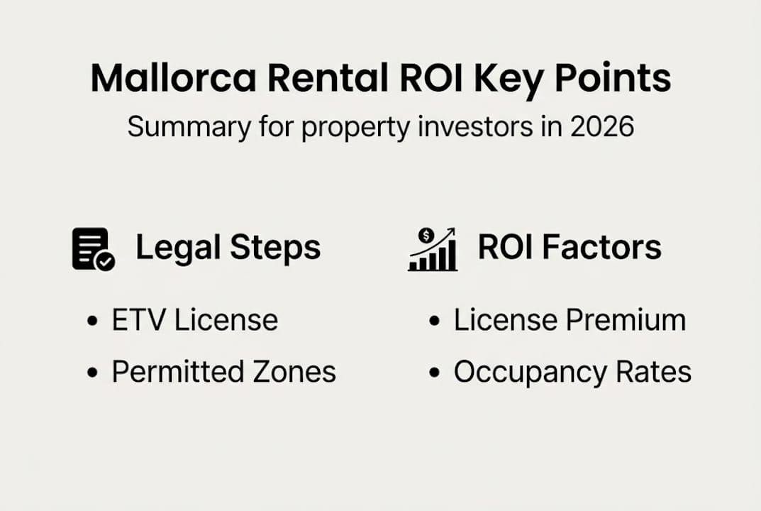 Infographic on Mallorca rental law and ROI summary