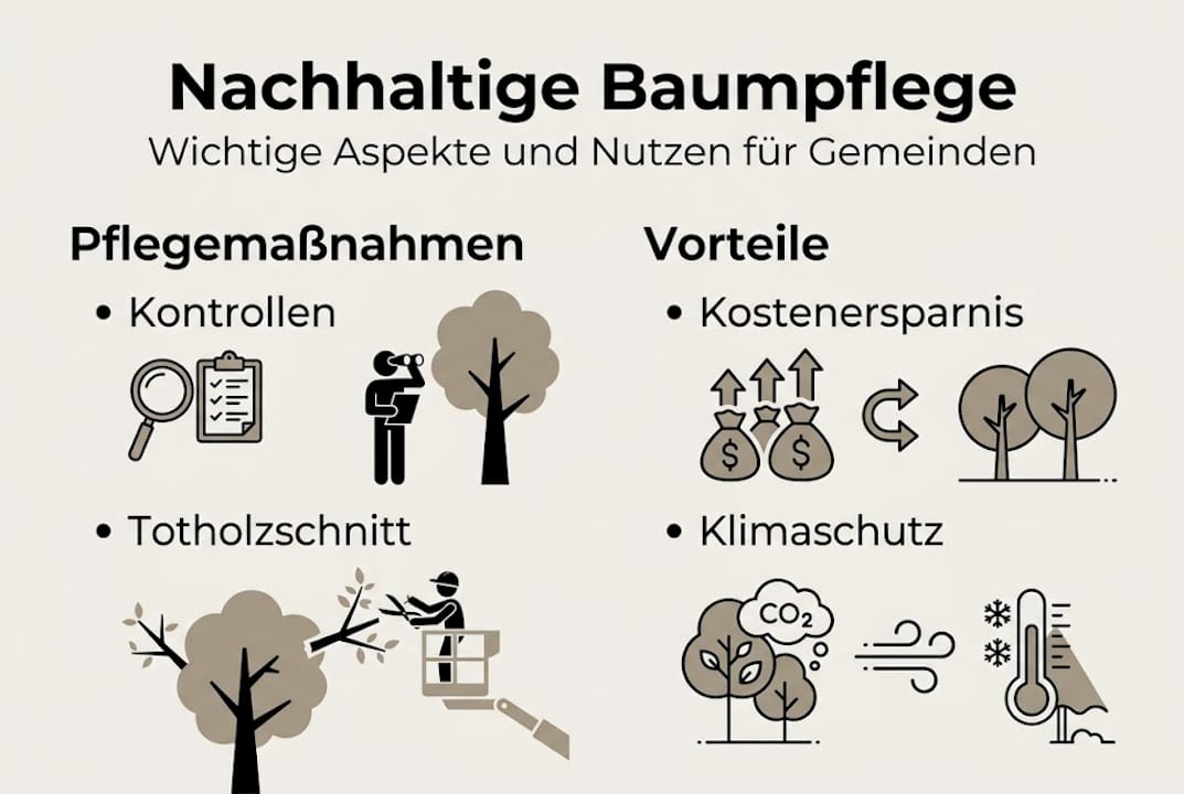 Grafische Übersicht: Nachhaltige Baumpflege in Kommunen auf einen Blick