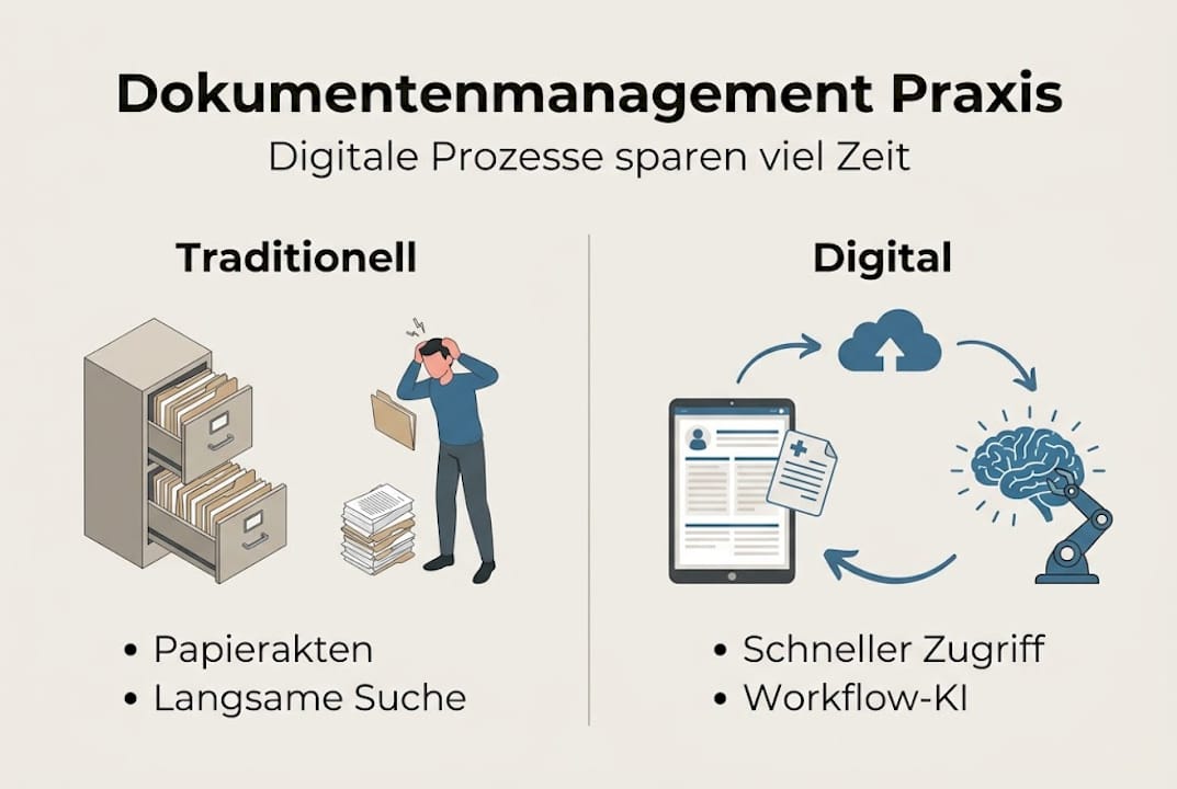 Mit dieser Infografik erhalten Sie einen Überblick über die wichtigsten Vorteile der digitalen Dokumentenverwaltung.