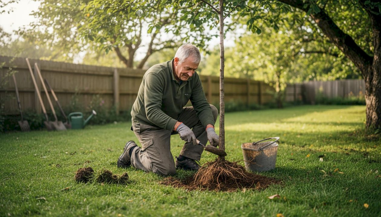 Im Garten wurde der Wurzelbereich auf mögliche Bodenverdichtungen kontrolliert.