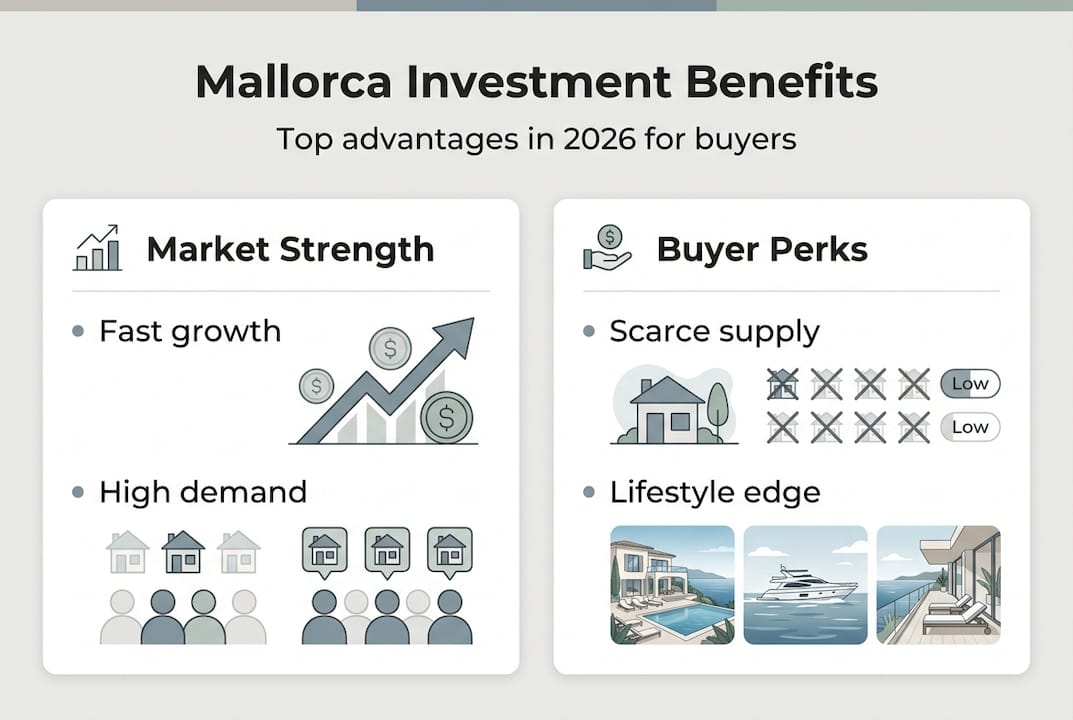 Infographic showing Mallorca luxury investment advantages