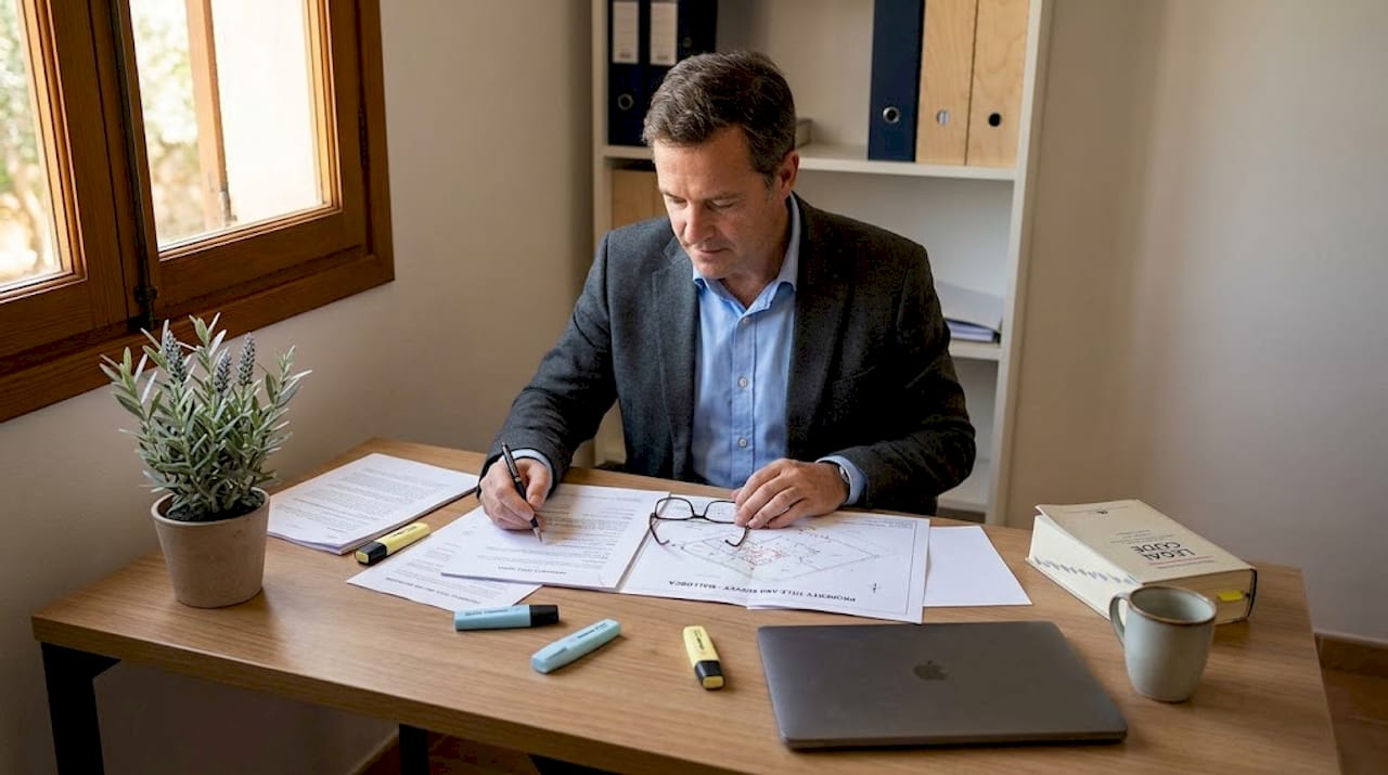 Lawyer reviewing property due diligence