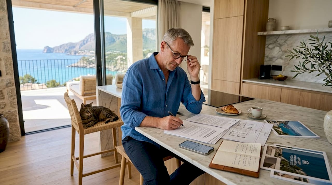 Investor reviewing Mallorca property documents