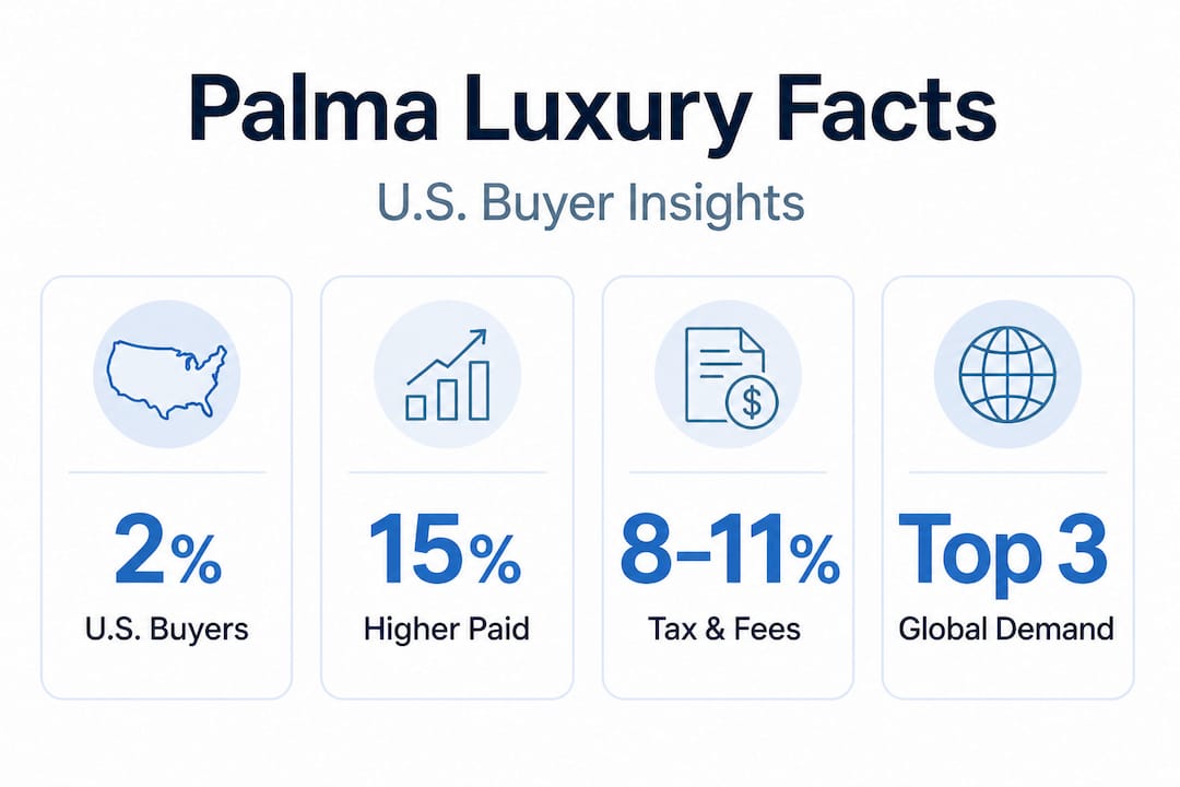 Infographic with key Palma luxury property statistics