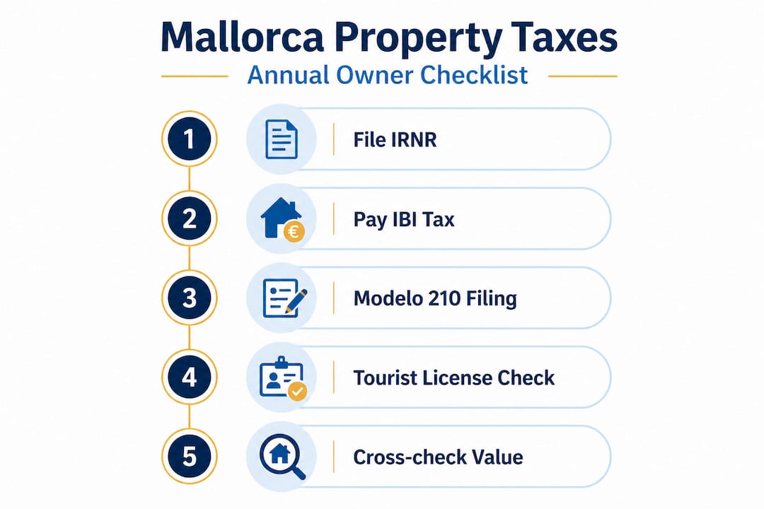 Mallorca property tax annual checklist infographic