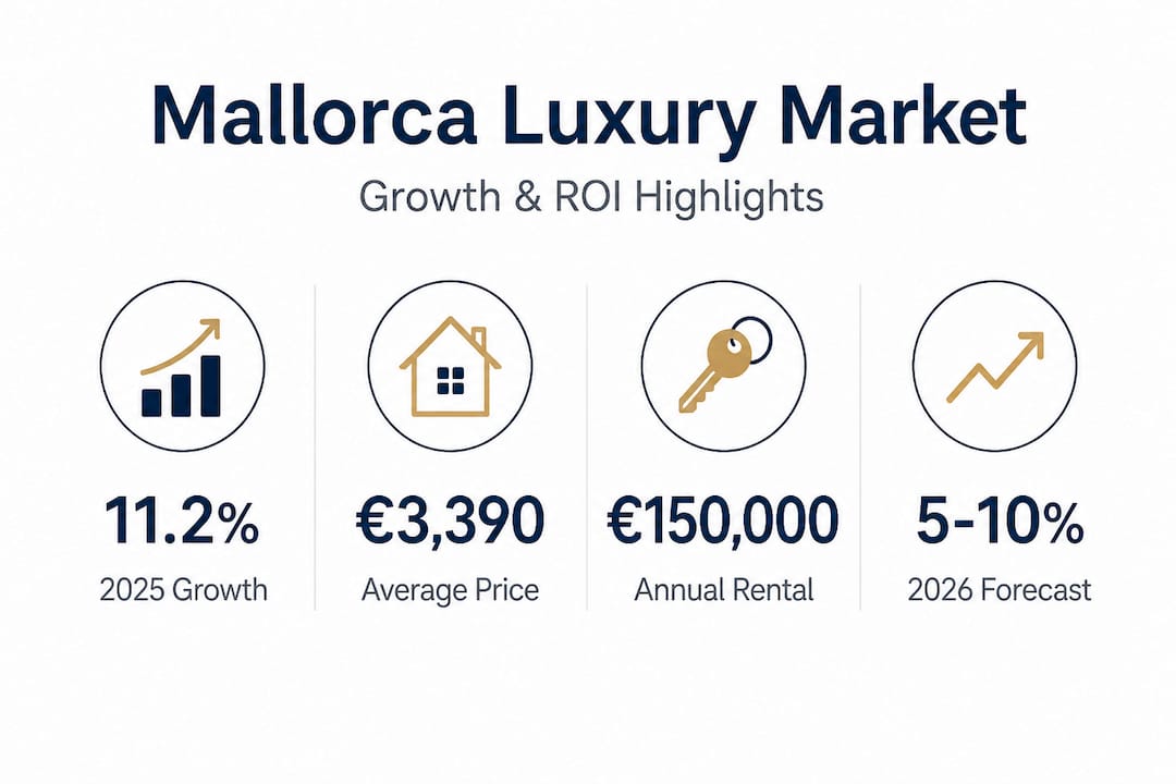 Mallorca luxury real estate statistics infographic