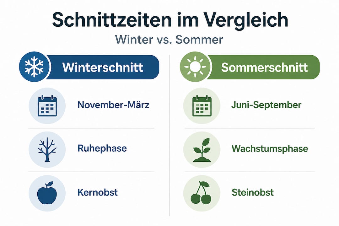 Infografik: Gegenüberstellung von Winter- und Sommerschnitt