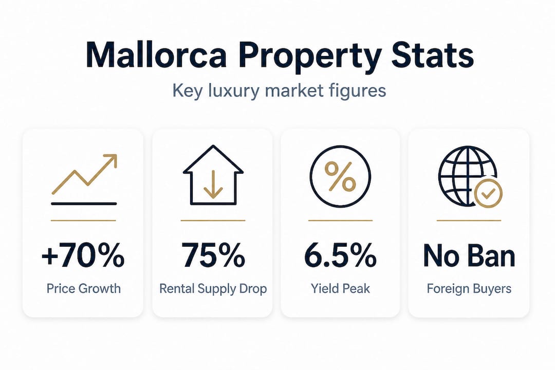 Infographic showing Mallorca luxury property stats