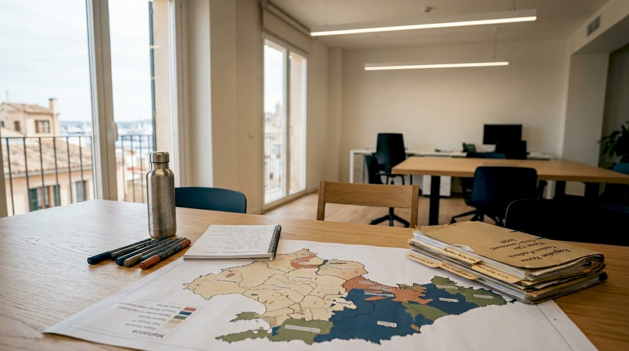 Planner reviewing Mallorca tourist rental zones