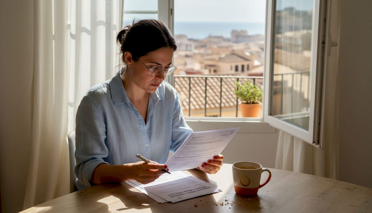 Owner reviewing Mallorca rental paperwork