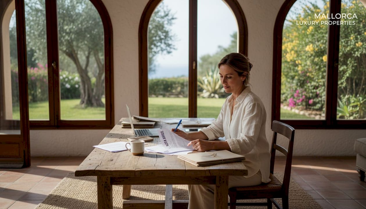 Agent reviewing Mallorca property documents