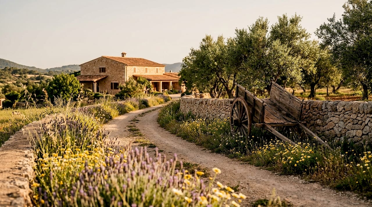 Agent and client tour Mallorca olive finca