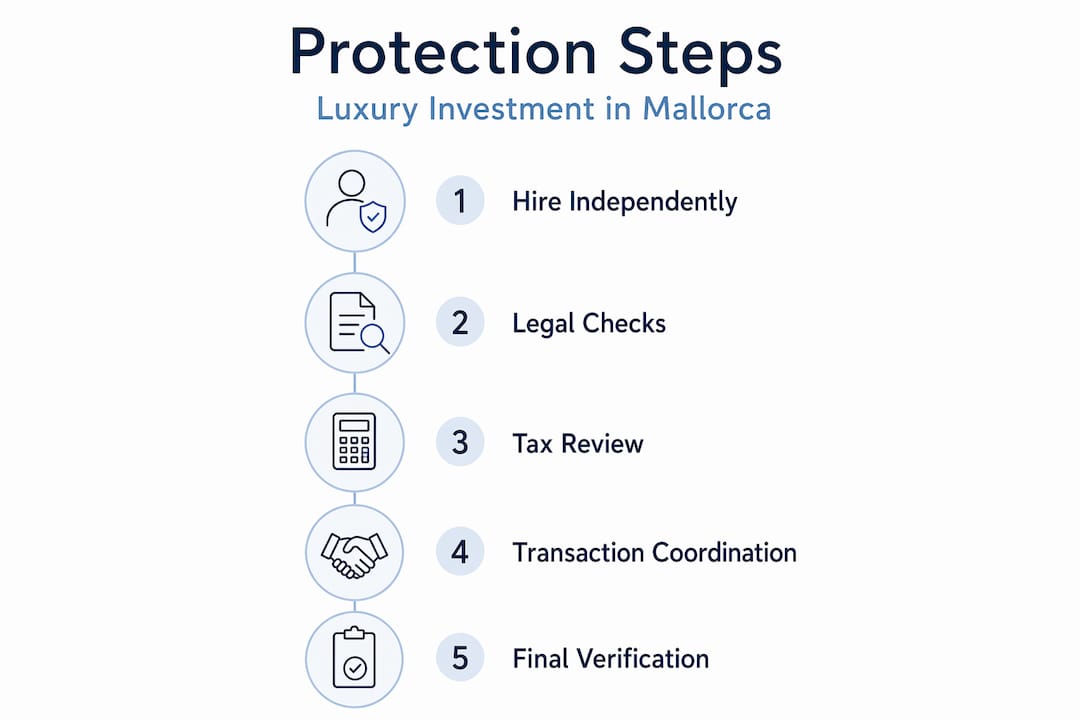 Infographic with Mallorca investment protection steps