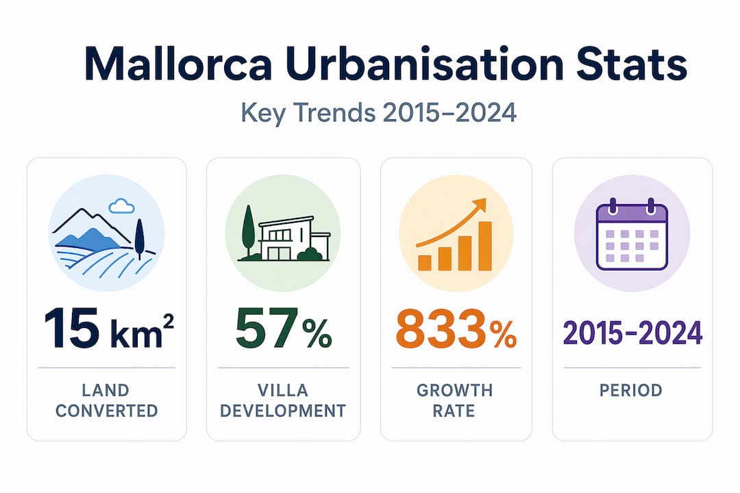 Infographic with Mallorca urbanisation key stats