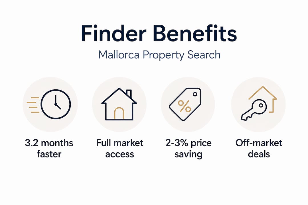 Infographic showing benefits of property finders in Mallorca