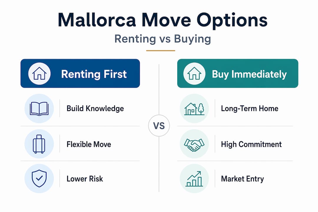 Infographic comparing renting versus buying in Mallorca